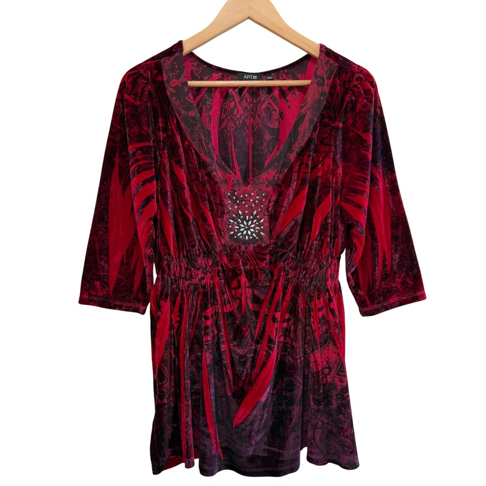 Velour Babydoll Top Sz 1X Dark Fairy Whimsigoth Grunge Vamp Witchy Dark Romantic - Picture 2 of 10